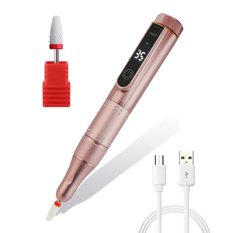 35000RPM Rechargeable Nail Drill Machine – Portable Cordless Manicure E-File for Cuticle & Nail Polishing