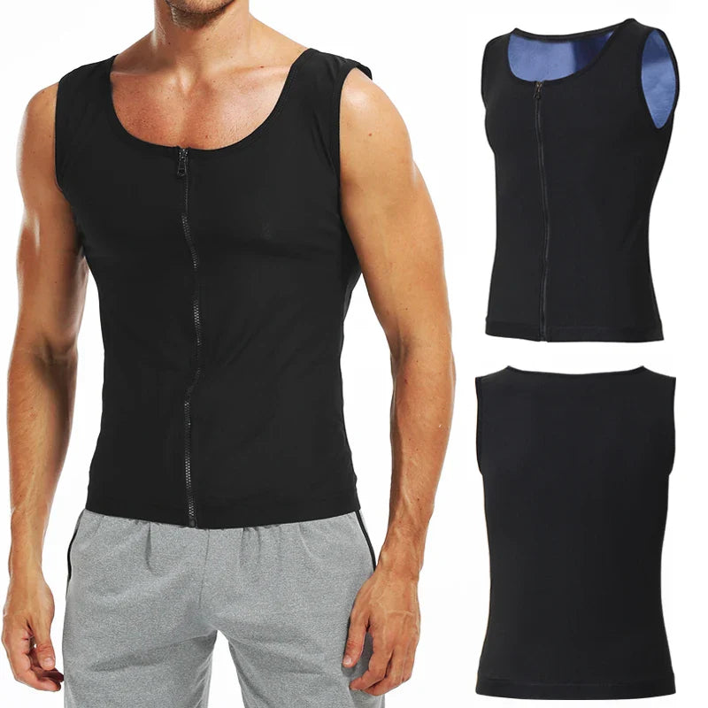 Men’s Abdomen Reducer Body Shaper Vest – Sweat Sauna Waist Trainer for Belly Slimming & Fat Burning Fitness