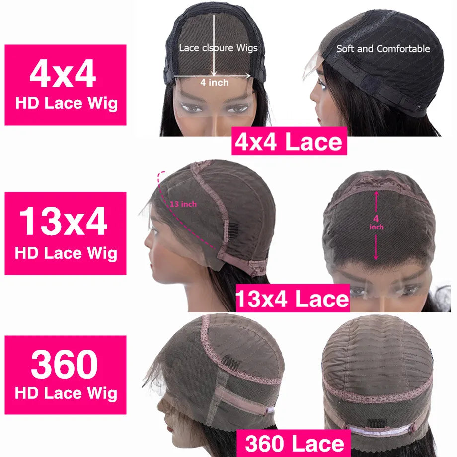Brazilian Bone Straight Human Hair Wig - 30 32 Inch HD Transparent Lace Front 13x4 13x6 5x5 6x4 Glueless Lace Frontal Wig
