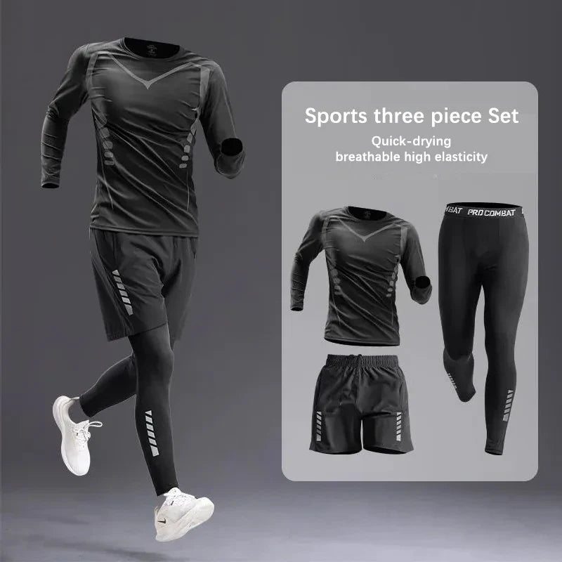 All-Season Men’s Sportswear 5-Piece Set — Tracksuit for Running, Cycling, Fitness & Hiking