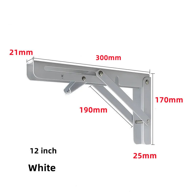 2pcs Heavy Duty Stainless Steel Folding Shelf Brackets | Collapsible Wall-Mounted L-Table Hinges for Bench & Table with Screws