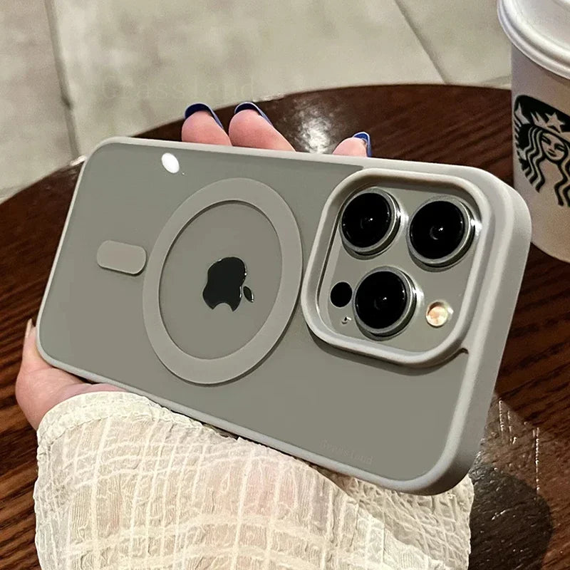 Acrylic Magnetic Clear iPhone Case – Hard Back Cover with MagSafe Wireless Charging, Pink, Fits iPhone 11-16 Pro Max & Plus