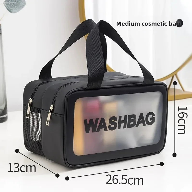 Waterproof Large Capacity Travel Cosmetic Bag – Portable Shower Makeup Organizer with Separate Wet & Dry Compartments