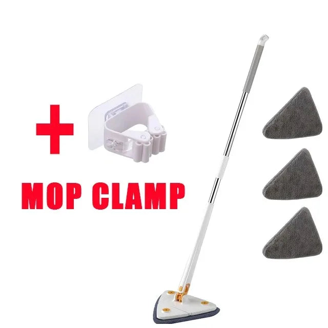 360° Rotatable Triangle Mop | Adjustable Long Handle Microfiber Mop for Wet & Dry Cleaning | Multifunctional Floor Cleaner