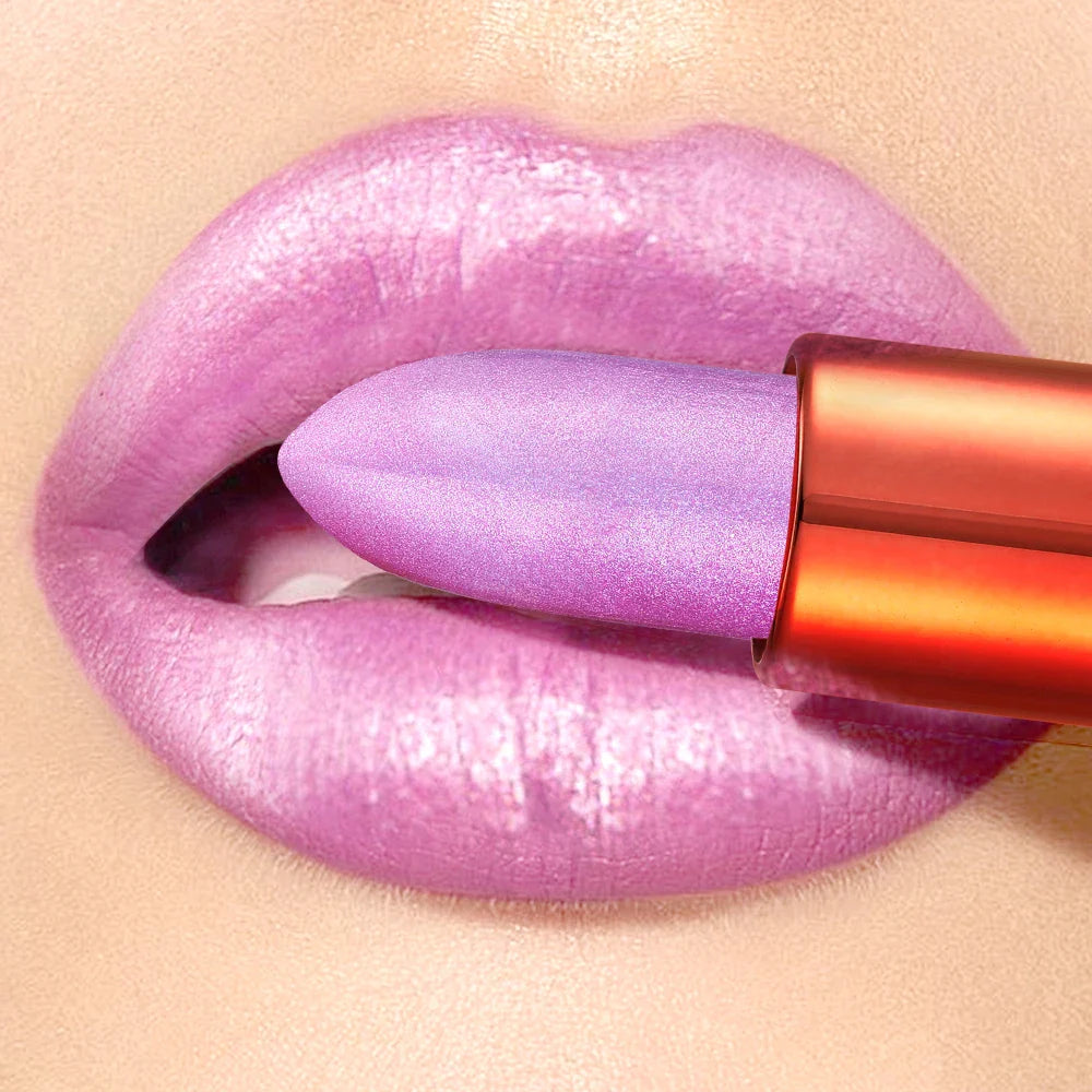 Rose Smoke Powder Lipstick – Glossy Velvet, Waterproof, Durable Starry Shine Lip Color