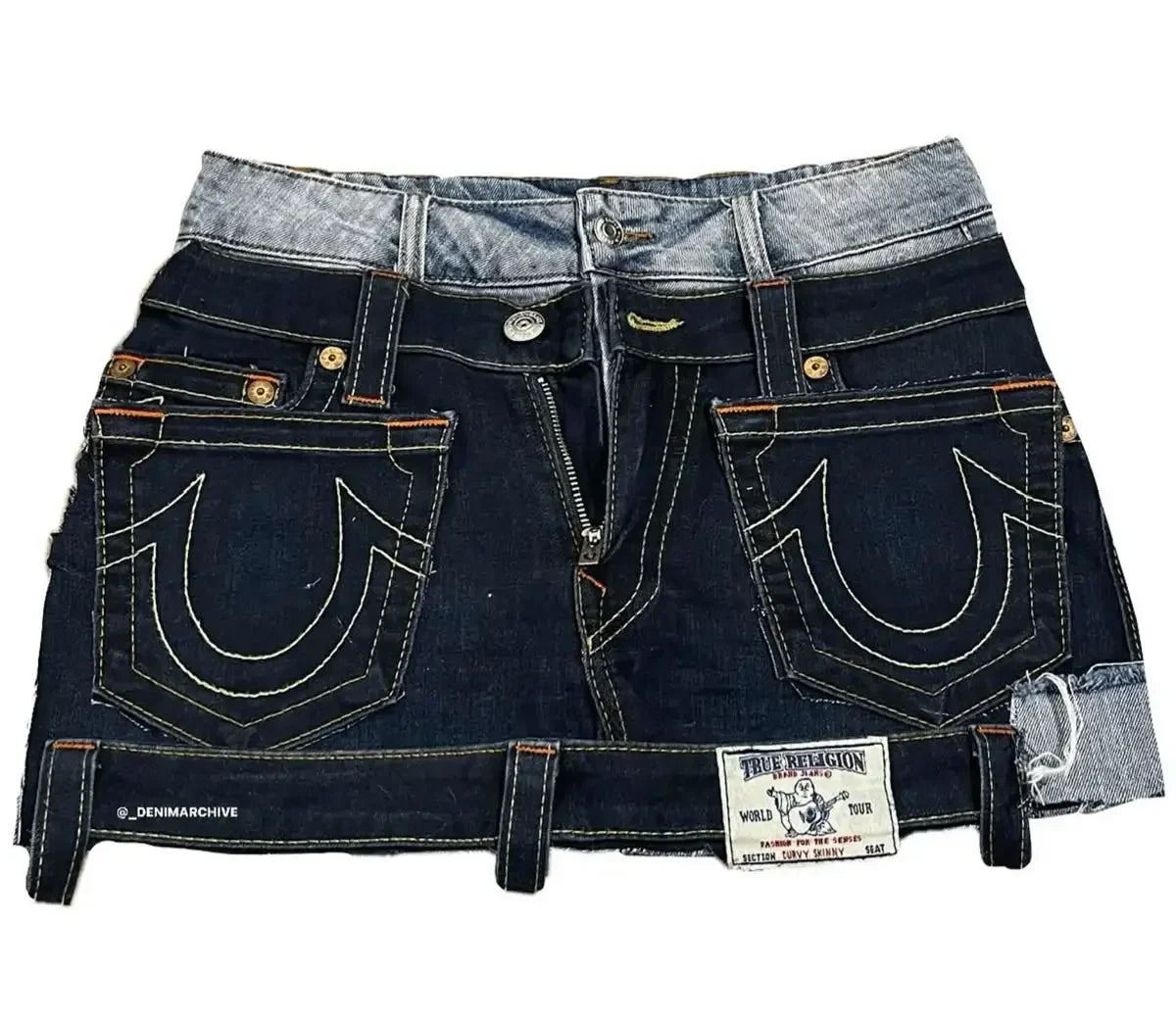 Gothic High-Waisted Y2K Denim Mini Skirt – Retro Patchwork Pleated Skirt with Letter Embroidery for Women