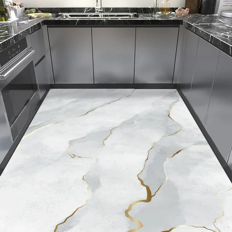 Luxury PVC Leather Kitchen Mat – Waterproof, Non-Slip, Washable Floor Rug for Home Decoration