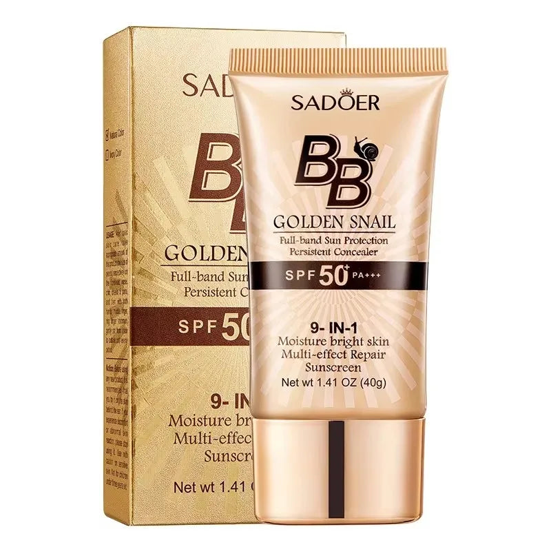 SADOER Gold Snail BB Cream — Oil-Control Matte Foundation & Concealer SPF50+ PA+++ 40g