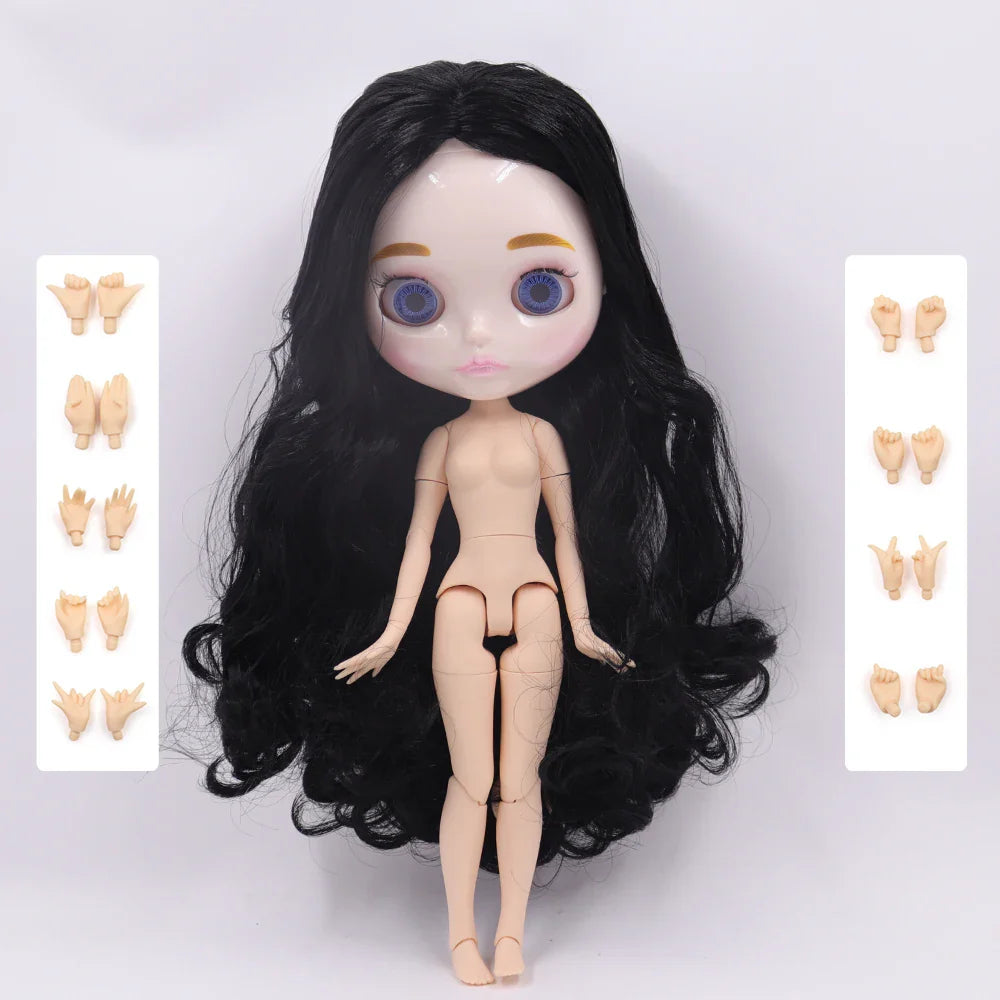ICY DBS Blythe Doll 1/6 Joint Body 30cm BJD – Shiny Face with Extra Hands, DIY Fashion Doll Gift