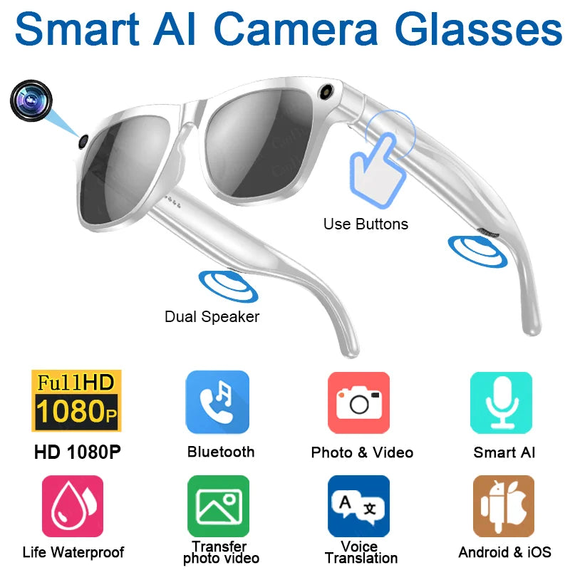 Xiaomi 1080P HD AI Smart Glasses — 100MP Camera, Bluetooth Call, Voice Assistant, 260mAh Battery, Smart Control