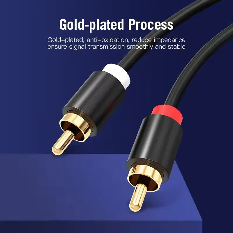Dual RCA Male to Male Audio Cable HiFi Stereo Gold-Plated 2RCA to 2RCA Cord for HDTV, Home Theater, DVD & Amplifier Systems