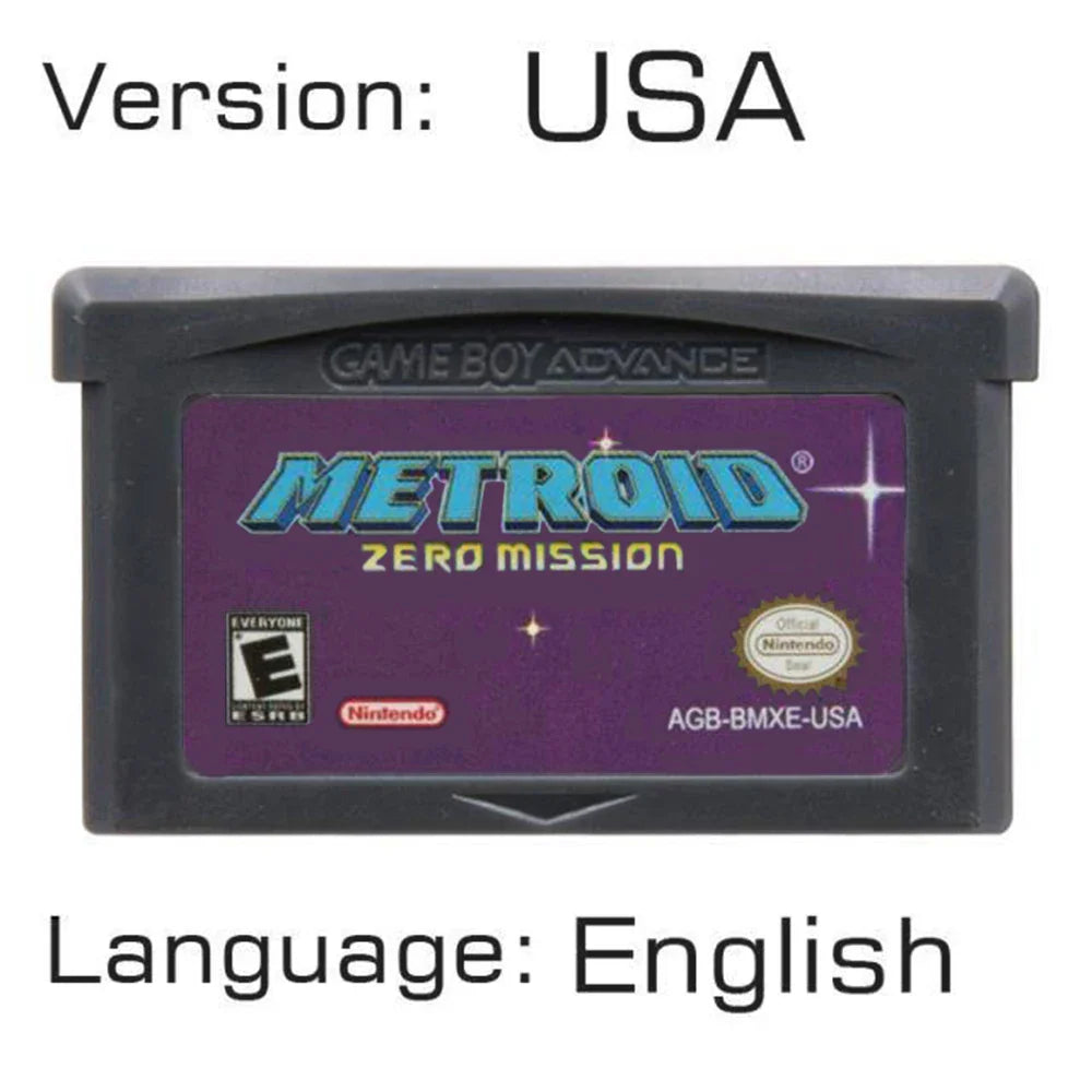 Metroid Series 32-bit GBA Game Cartridge – Fusion & Zero Mission Console Card for GBA & NDS, USA & EUR Version
