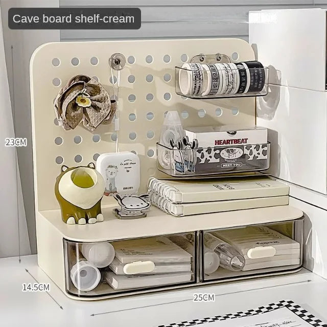Desktop Perforated Board Storage Box, Stationery Sorting Rack, Desk Organizer, Office Cosmetics Storage Rack, Pen Holder