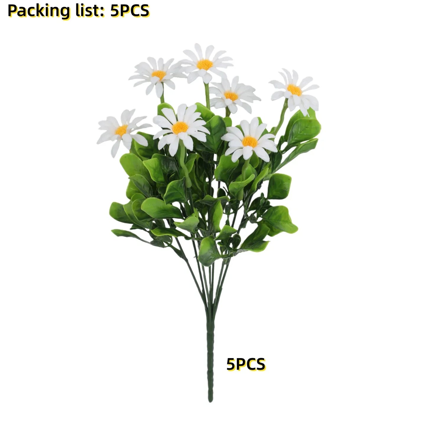 5/10 Pcs Realistic Artificial Daisy Bouquet – UV-Resistant Faux Flowers for Home, Garden, Office & Outdoor Spring/Summer Decor