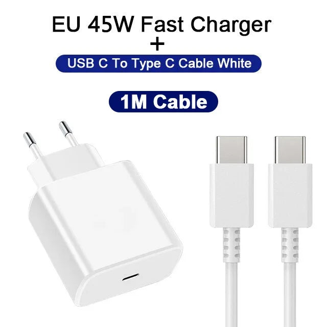 PD 45W USB-C Fast Charger — High-Speed Wall Adapter for Samsung Galaxy S24/S23 Ultra, Note, iPhone 15, Xiaomi 14