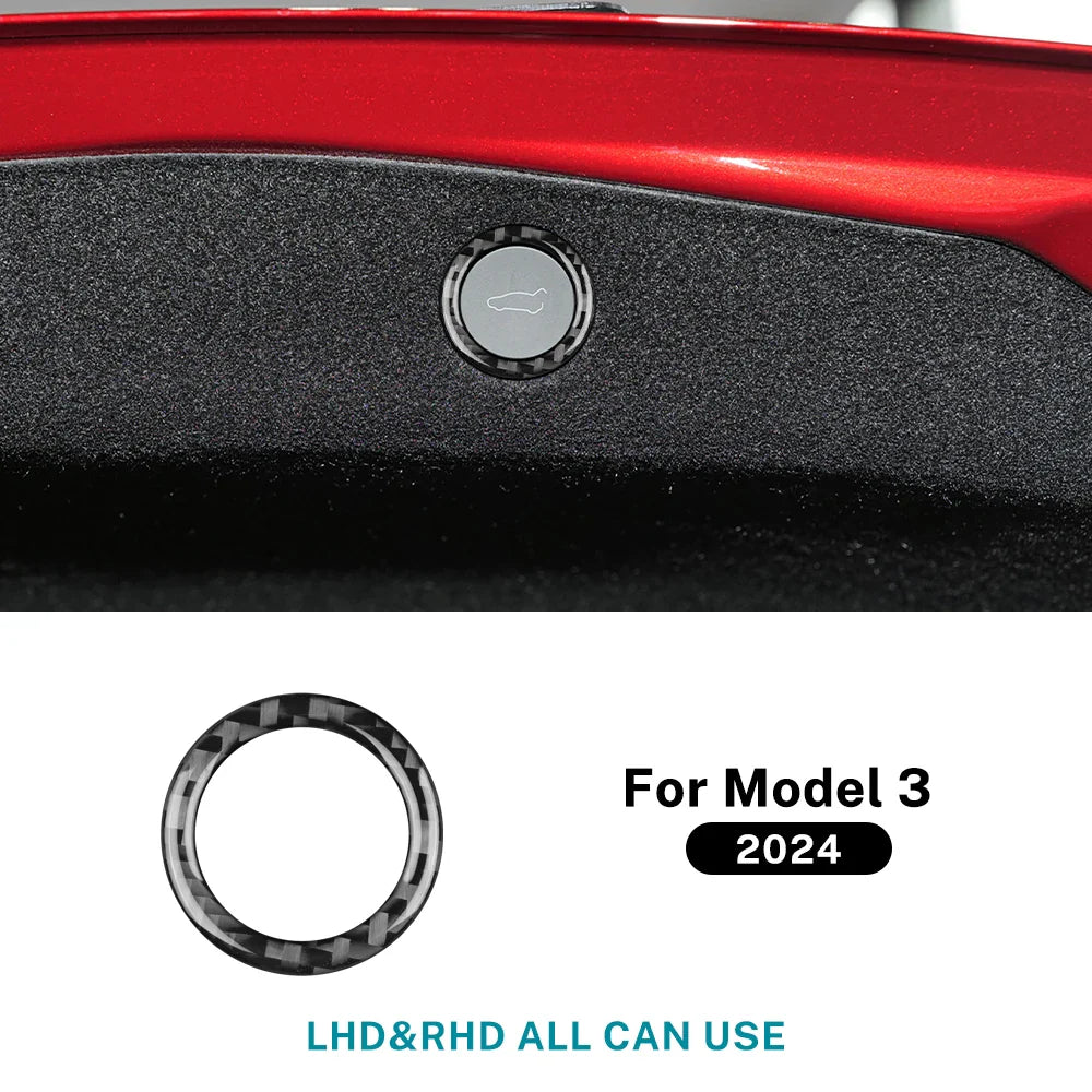Soft Carbon Fiber Sticker — Interior Trim for Tesla Model 3 Highland 2024 & Model Y 2025, Car Trunk Switch Button Accessory