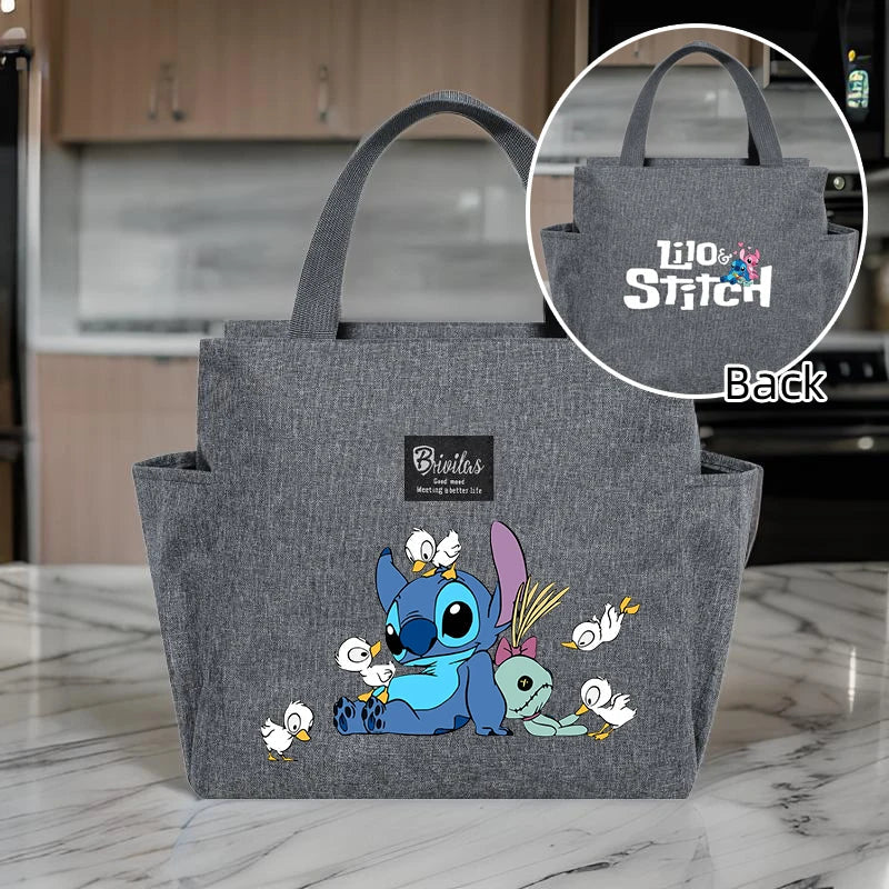 Stitch Insulated Lunch Bag – Waterproof Oxford Cloth with Aluminum Foil, Portable Reusable Square Tote for Work, School, and Picnic
