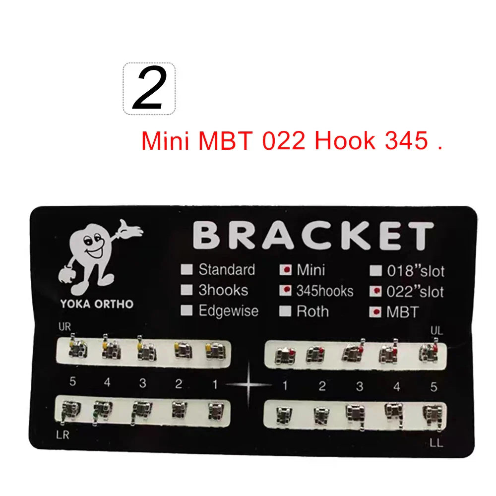 PIORPOY Dental Brackets – 20 Pcs Metal Monoblock Mini Roth MBT 022 with Hooks for Orthodontic Treatment