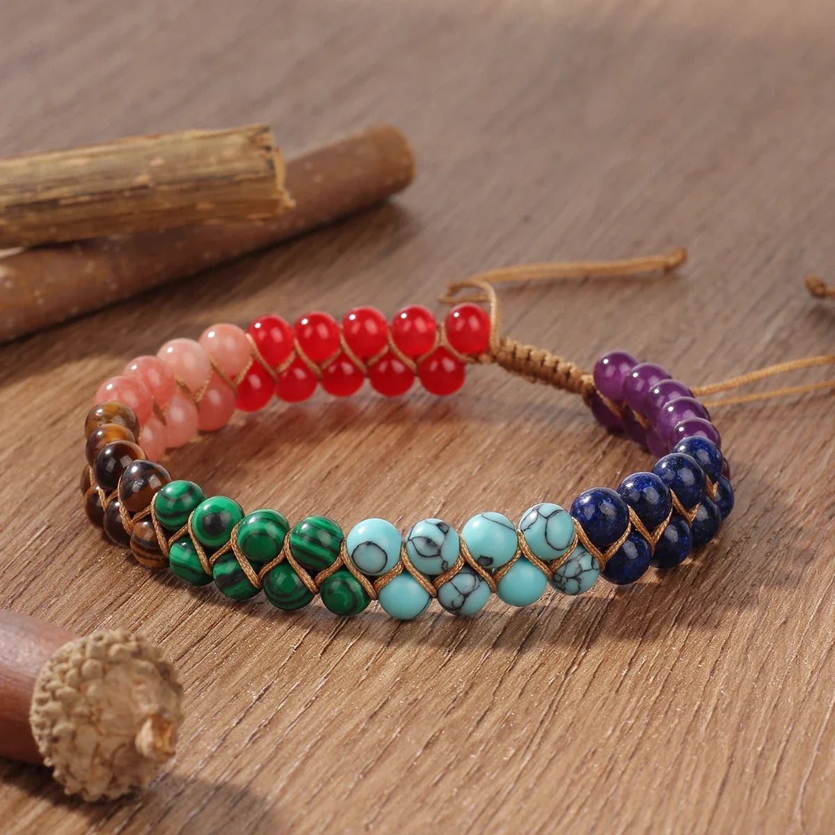 Women's Double Layer Boho Anklet - 7 Chakra Turquoise Beaded Beach Jewelry