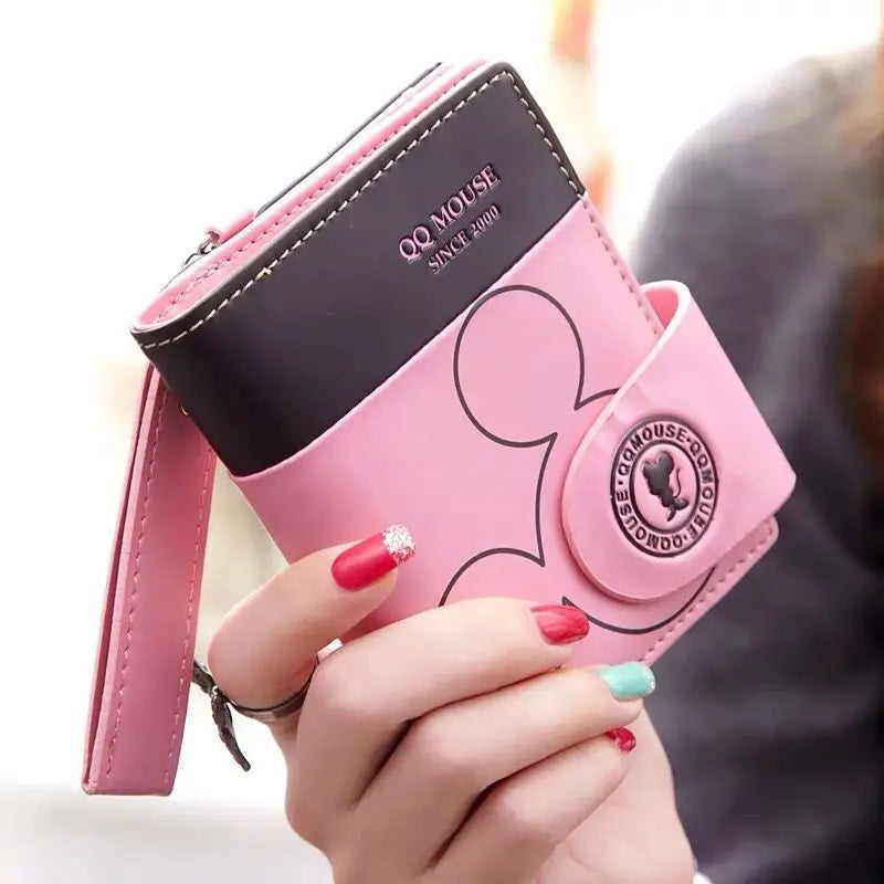 Explosion-Style Women’s Short Wallet — Korean PU Leather Cute Cartoon Zipper Purse, Multi-Card Folding Daily Pocket Wallet for Students