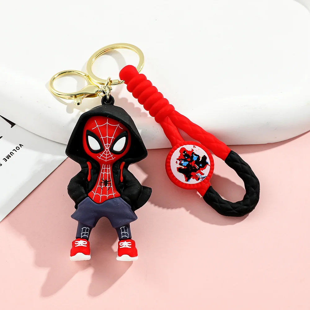 Marvel Spider-Man Action Figure Keychain — Cute Avengers Doll Widget with Iron Man & Captain America for Birthday Gifts