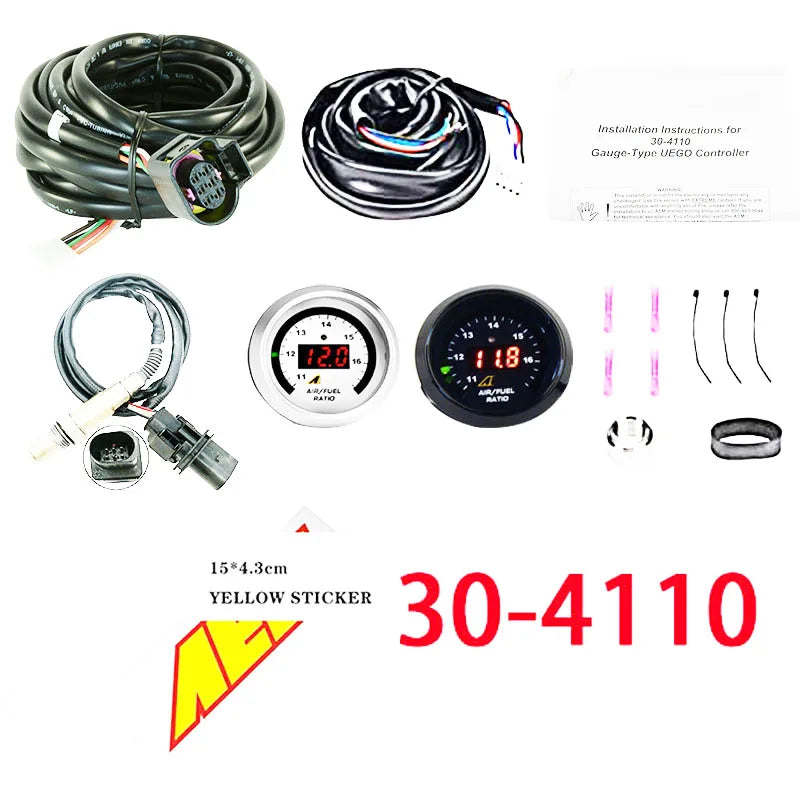 AEM Wideband Gauge Kit — 30-4110 / 30-0300 X-Series AFR O2 UEGO Air Fuel Ratio Gauge 2 1/16" with LSU 4.9 17025 Sensor