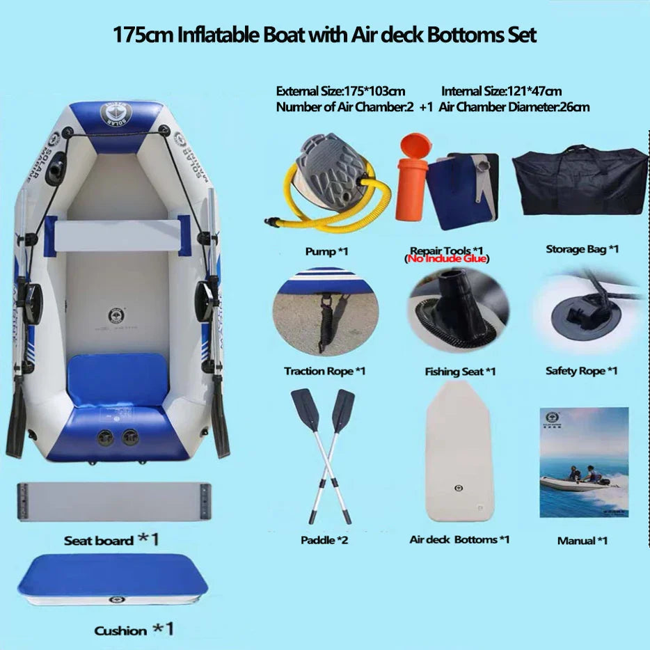 PVC 3-Layer Inflatable Boat – Wear-Resistant Fishing Kayak for 2-6 Persons, Rowing Canoe & Sports Boat