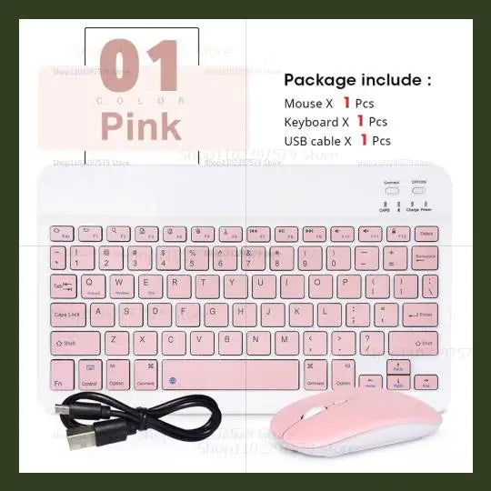 Mini Wireless Bluetooth Keyboard & Mouse Combo – Slim Portable Travel Set for iPad, iPhone, Android Tablets & Phones