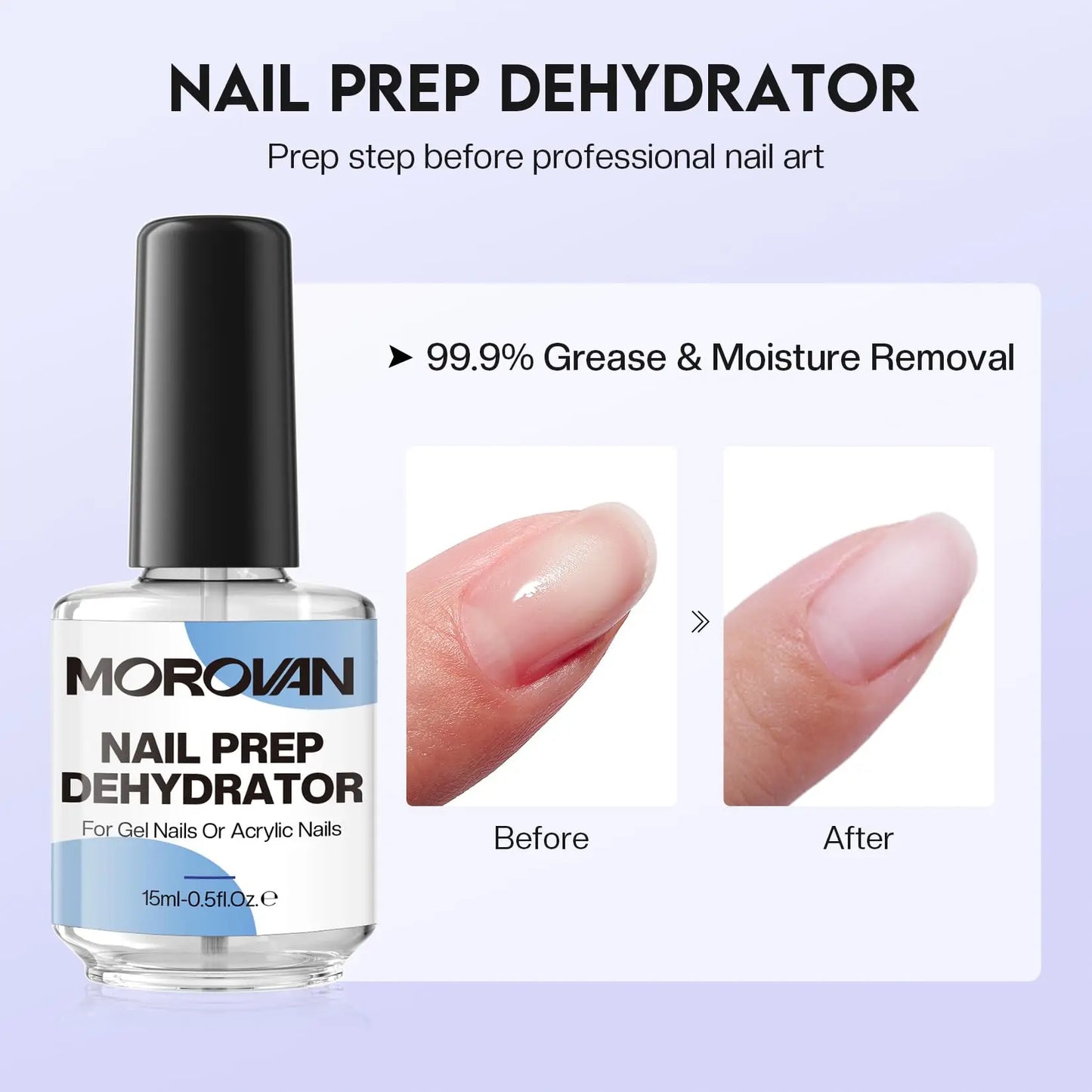 Morovan Monomer Acrylic Nail Liquid Kit — MMA-Free Formula with Nail Dehydrator & Primer for Nail Extensions