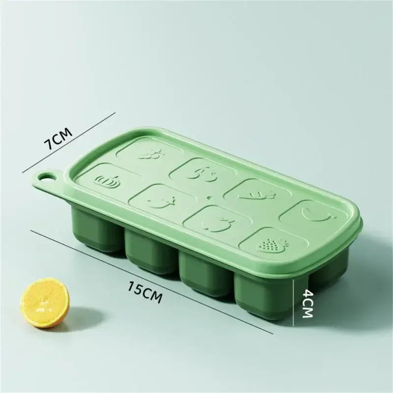 Food-Grade Silicone Ice Molds – Baby & Home Ice Storage Boxes with Lid, Freezing Kitchen Tools