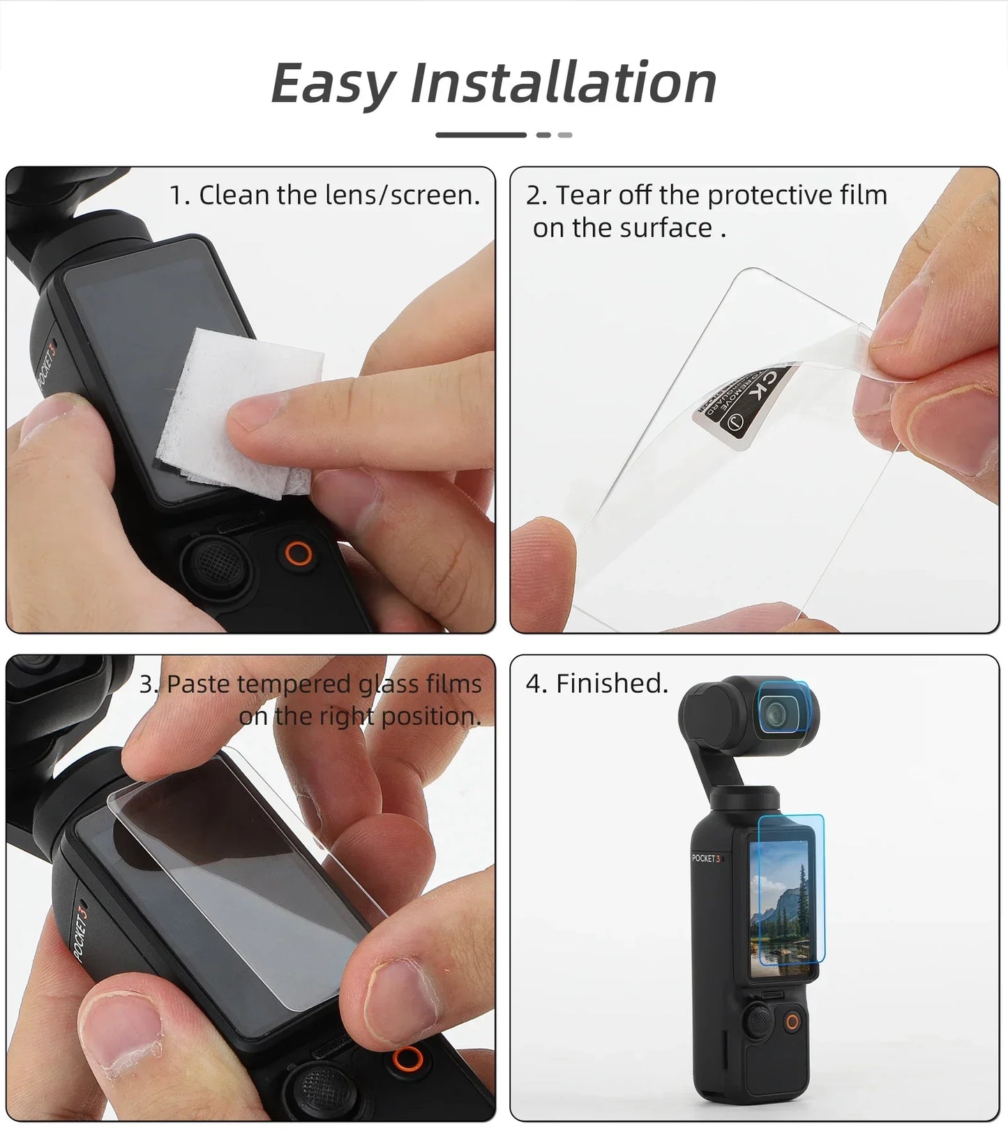 Tempered Glass for DJI Osmo Pocket 3 β HD Screen & Lens Protector Set, Explosion-Proof Accessories