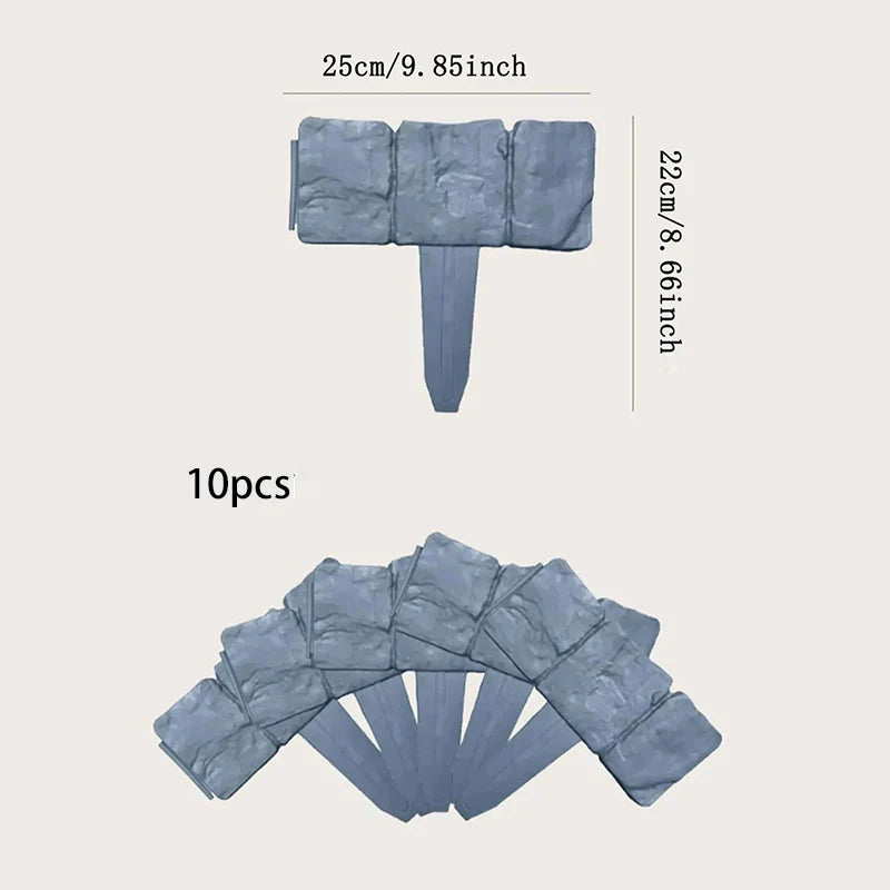 5-10pcs Garden Fence Stakes - Imitation Stone Decorative Plant Border for Lawn, Yard & Landscape DIY Edging
