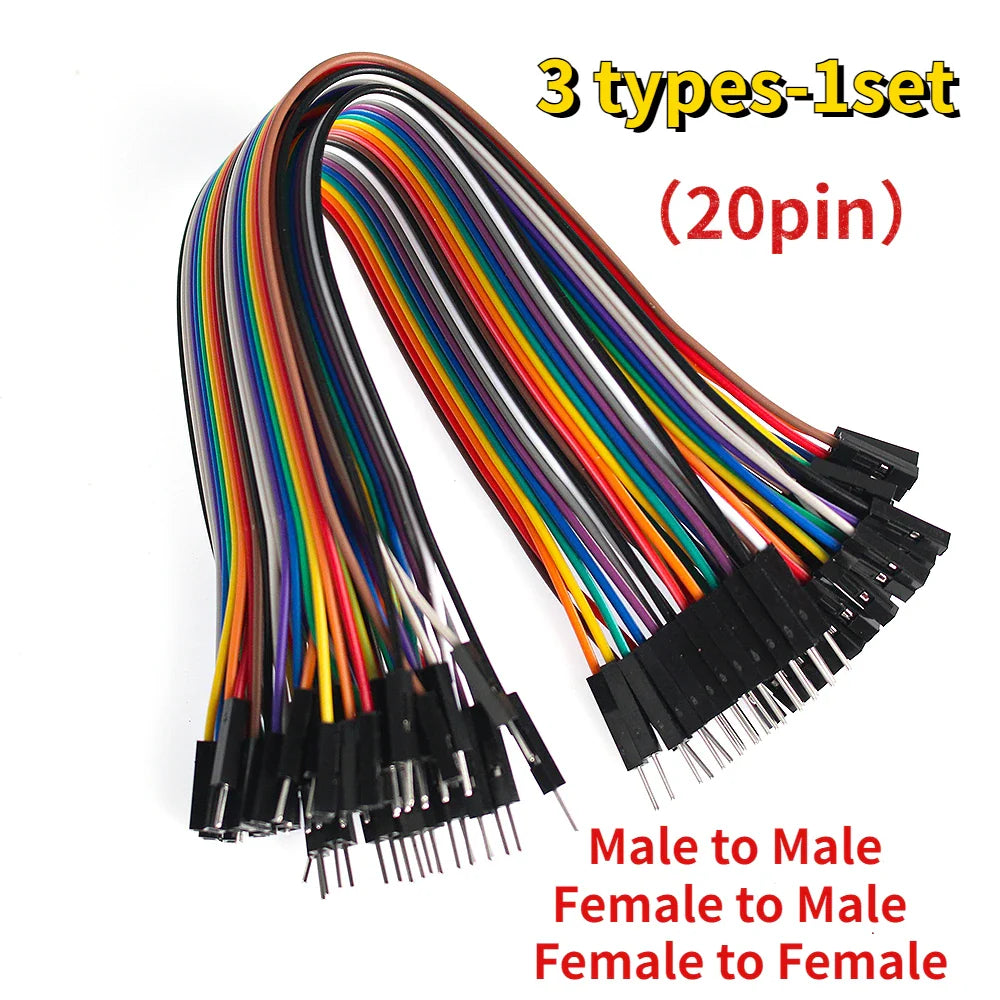 20Pin Jumper Wire Dupont Cable - 20cm Male to Male, Female to Male & Female to Female for Arduino DIY Electronics