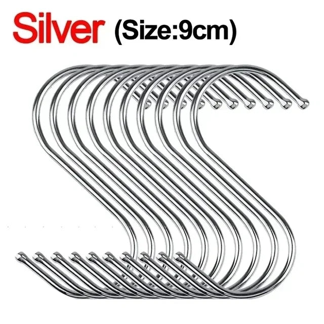 Stainless Steel Sharp Tip S Hooks – Hanging Utensil, Meat, and Clothes Hangers for Kitchen & Butcher Shop