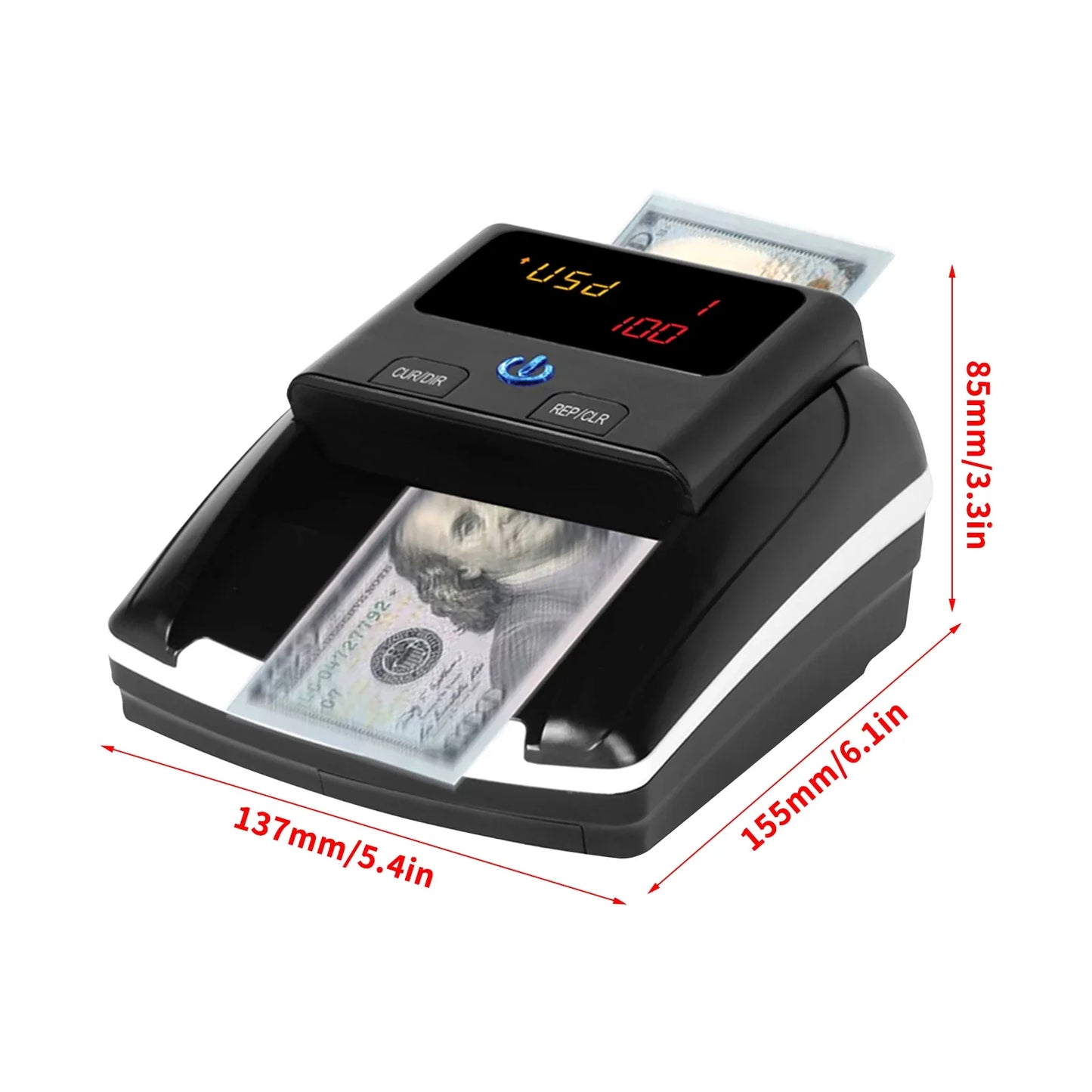 Automatic Money Counter & Counterfeit Bill Detector ā UV, MG, IR Detection for EURO & US Dollar, Paper Size & Thickness Detection