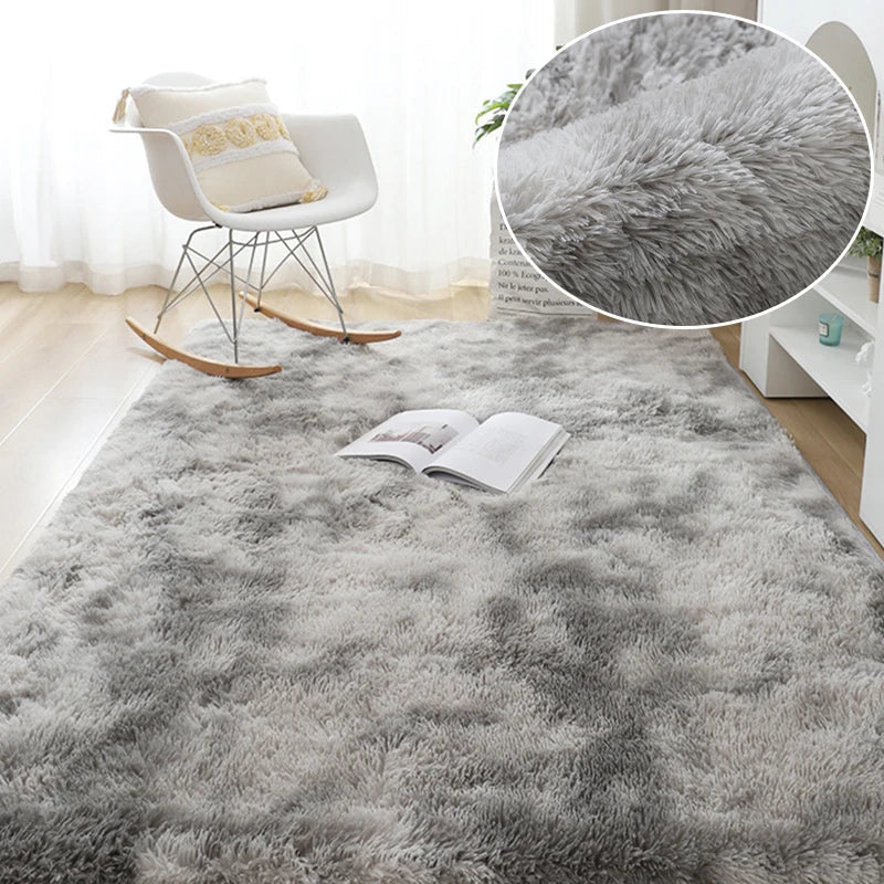 Gray Plush Velvet Area Rug – Soft Fluffy Anti-Slip Carpet for Living Room, Bedroom, Kids Room & Home Decor