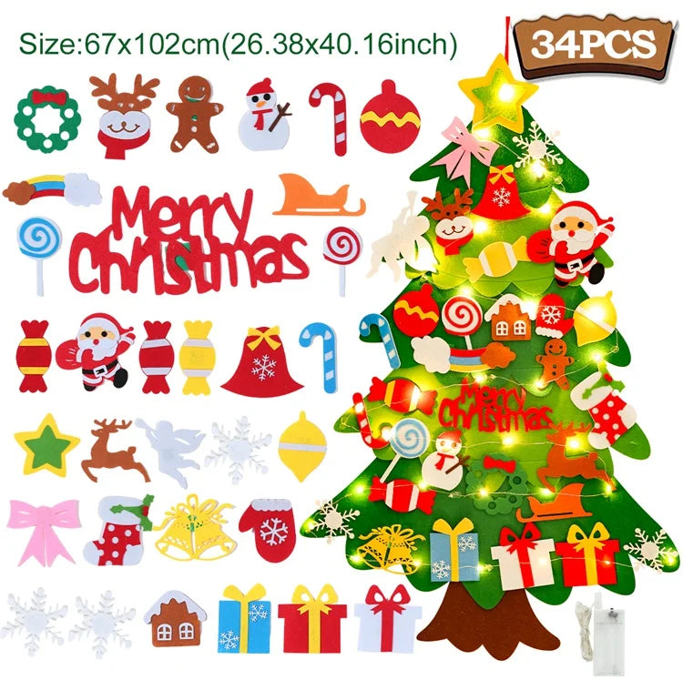 DIY Felt Christmas Tree Decoration – Xmas Ornament for Home Navidad Noel 2025 Santa Claus Kids Gift