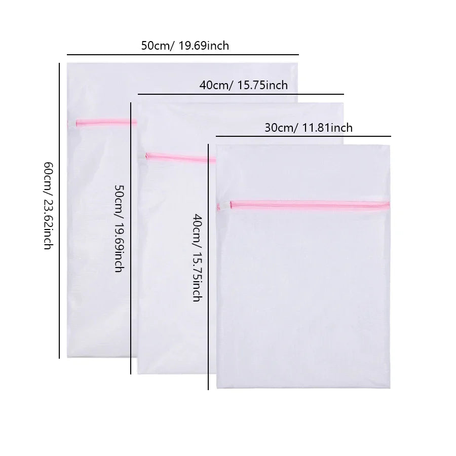 3Pcs/Set Zippered Mesh Laundry Bags – Bra & Underwear Cleaning Baskets, Household Laundry Care Accessories