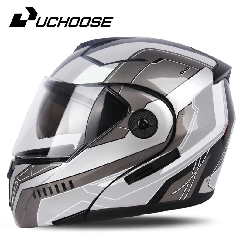 2024 Unisex Modular Motorcycle Helmet – Full Face Flip-Up Dual Lens Racing Helmet for Men & Women