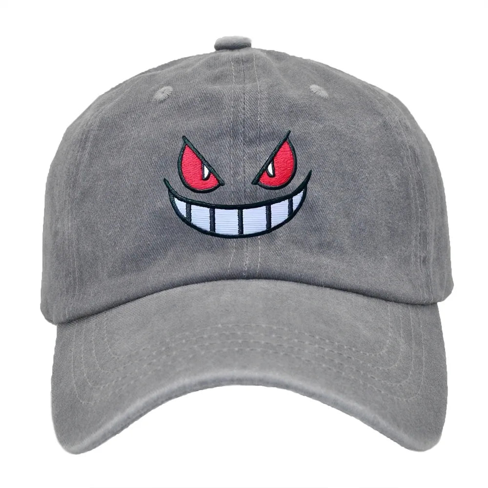 Anime Pokemon Gengar Baseball Cap — Adjustable Snapback Hip Hop Hat with Embroidery for Men & Women