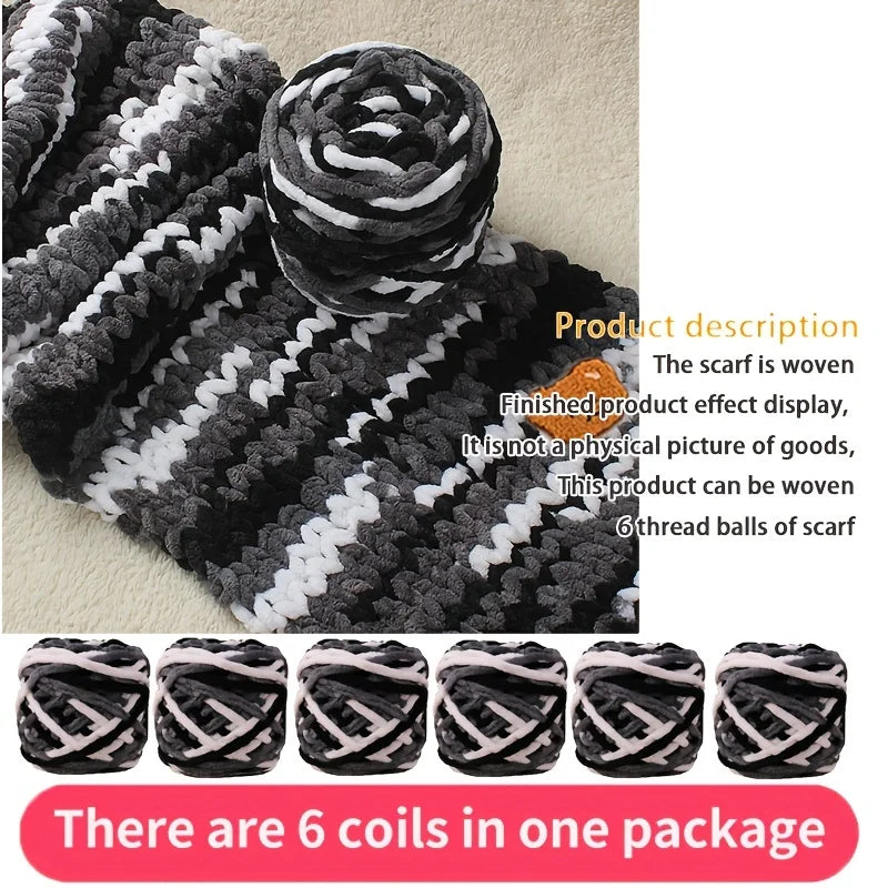 6 Yarn Balls + Teddy Bear DIY Craft Kit – Handmade Thick Woven Scarf Thread Set for Knitting, Jewelry & Creative Gift Making