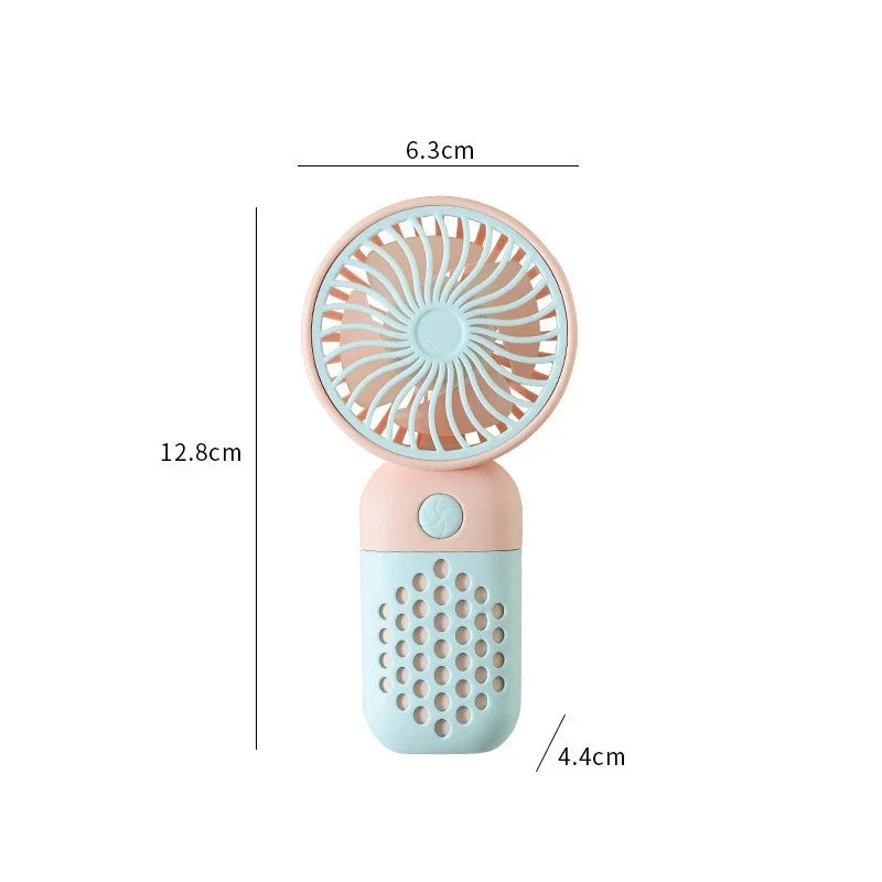 Mini Cartoon USB Handheld Fan – Portable Pocket-Sized Charging Fan for Home, Office, Outdoor & Student Dorm Use