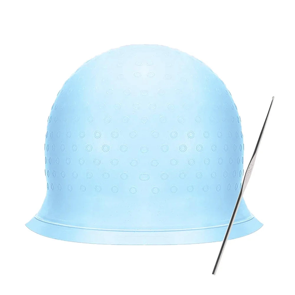 Silicone Hair Highlighting Cap with Hook Needle – Reusable Hair Dye Set for Salon & Professional Hair Coloring