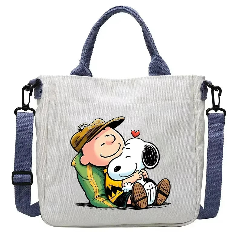 Snoopy Cartoon Canvas Tote Bag – Large Capacity Shoulder Crossbody Bag for Girls, Students & Gift