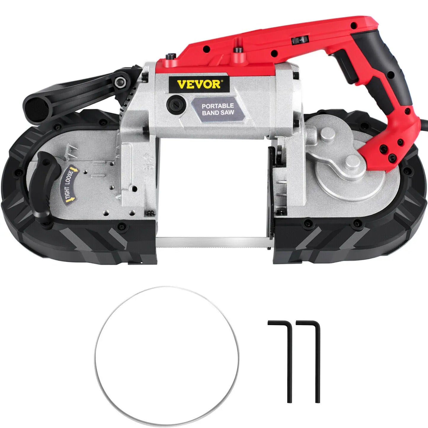 VEVOR Cordless Portable Bandsaw – 5-Inch Cutting Capacity, 10Amp Variable Speed Motor for Metal, Wood, Pipes & Rebar