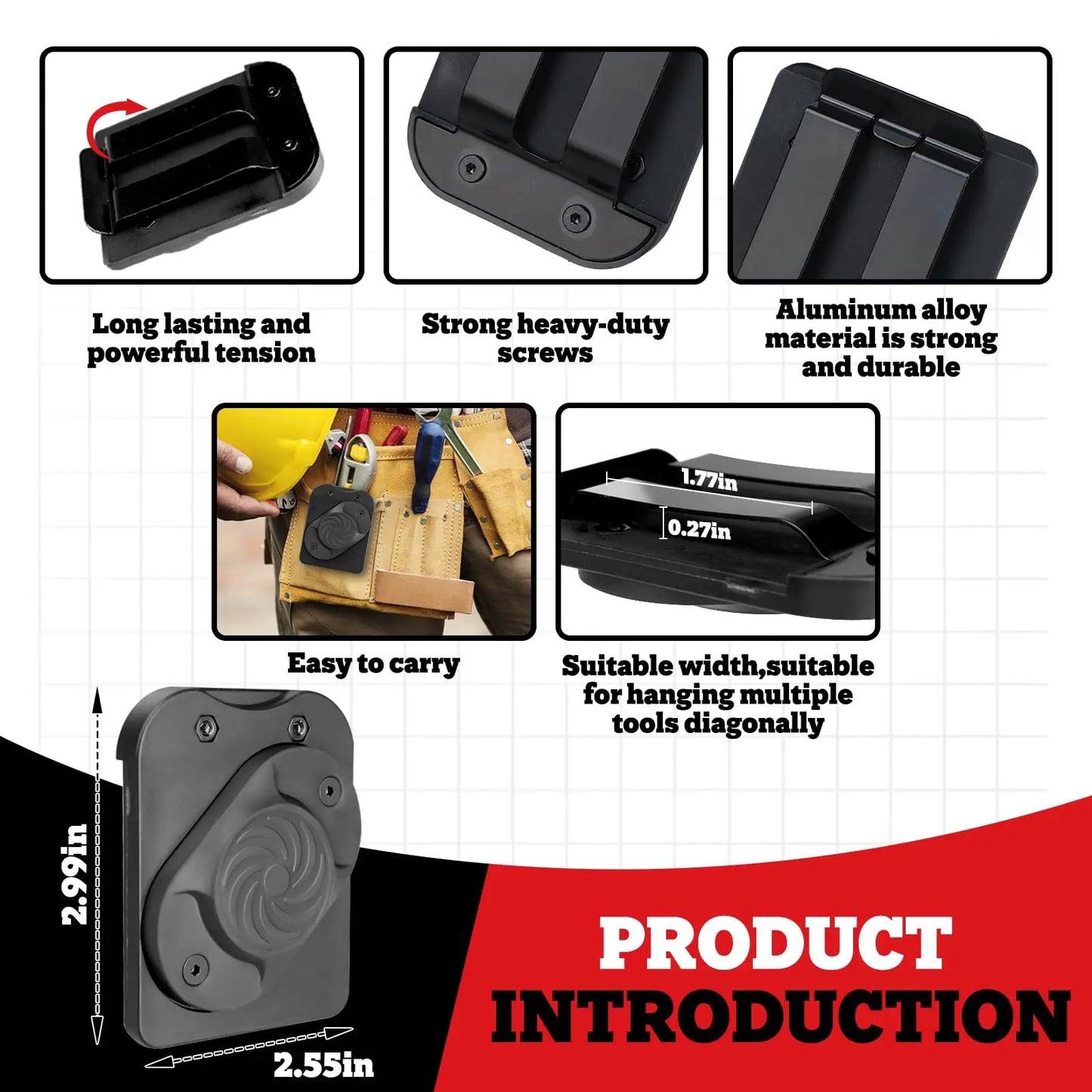 Magnetic Tool Holder – Strong Clip-On Belt Holster for Screws, Nails, Hammer, Pliers & Screwdrivers