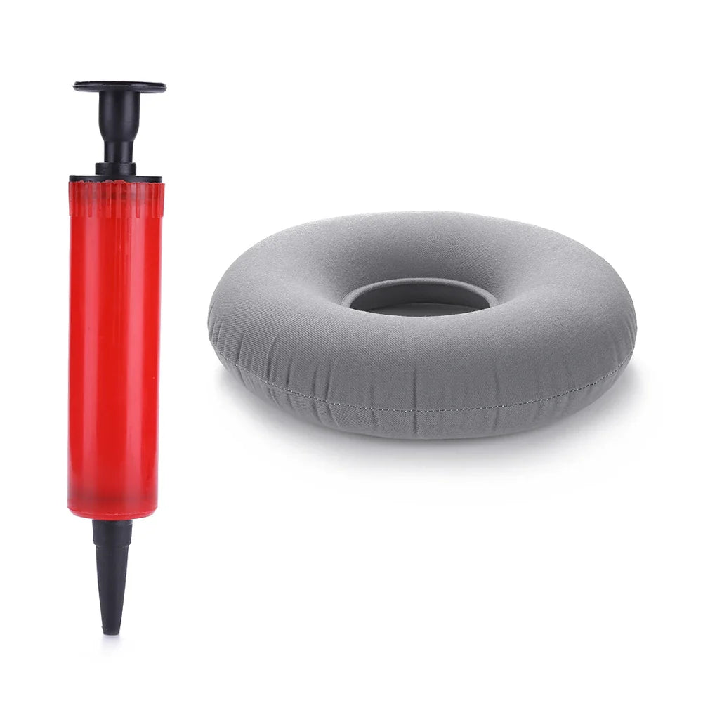 35cm Inflatable Hip Support Cushion – Medical Hemorrhoid Donut Seat Pad with Pump, Anti-Bedsore Round Massage Pillow