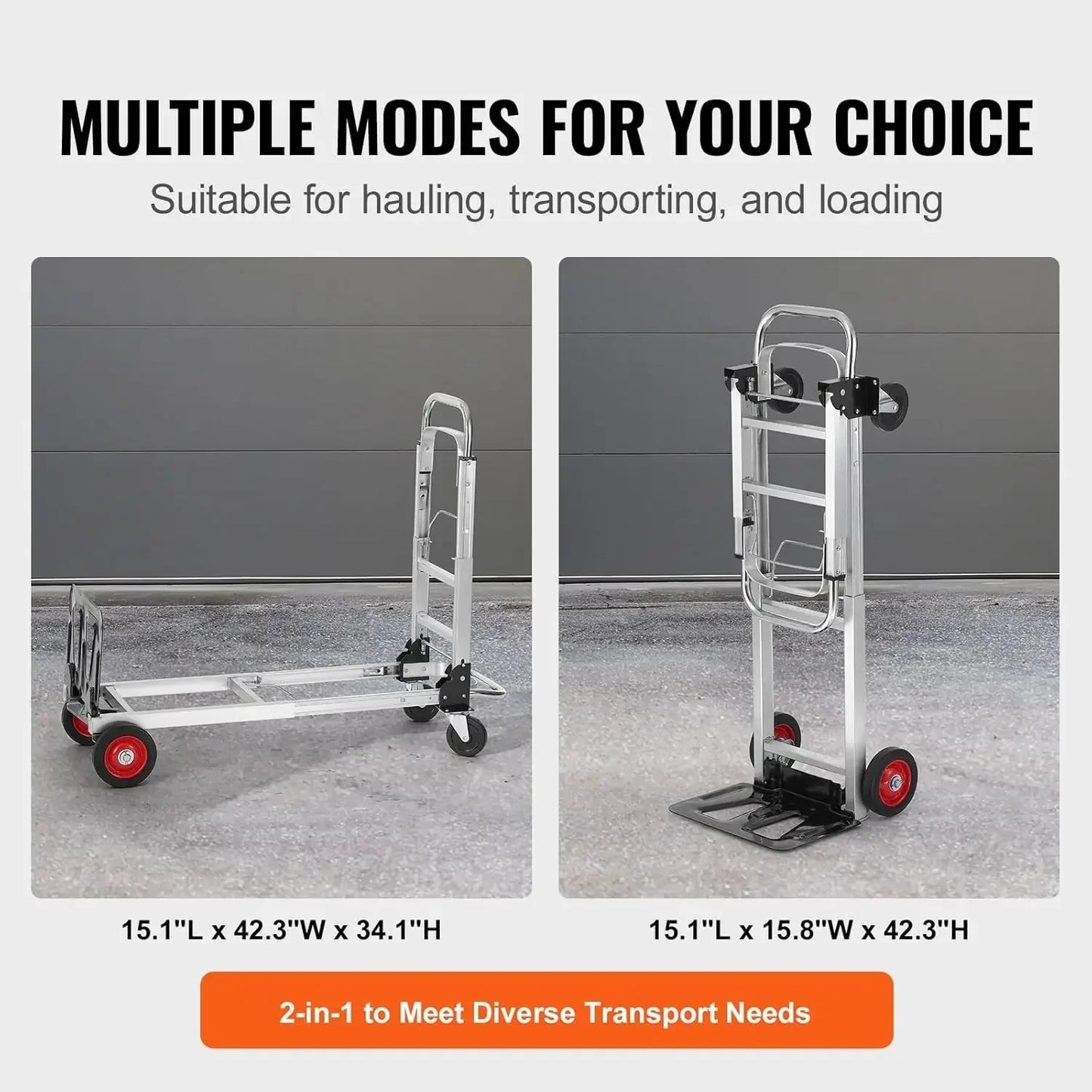 Aluminum Folding Hand Truck – 2-in-1 Heavy Duty Collapsible Cart with 400lbs Capacity