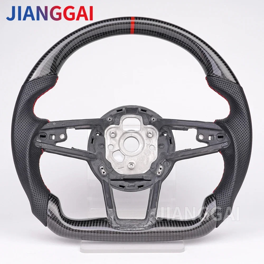 Carbon Fiber Steering Wheel - Sport Racing Wheel with Paddle Shifts, Buttons & Trim for Audi R8 TT TTS 2016-2023