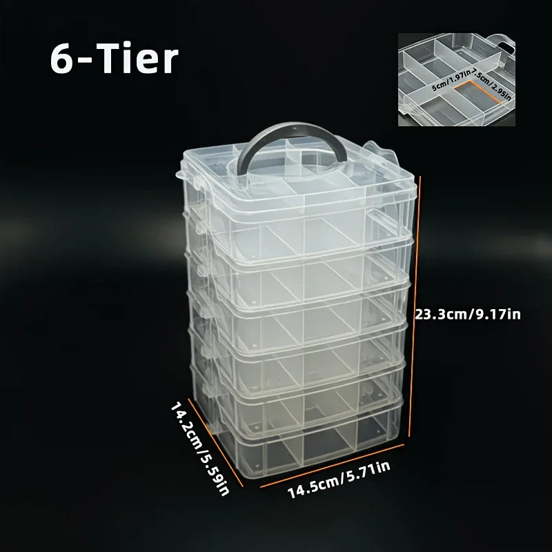 6-Layer Transparent Tool Storage Box - Multifunctional Organizer for Screws & Hardware